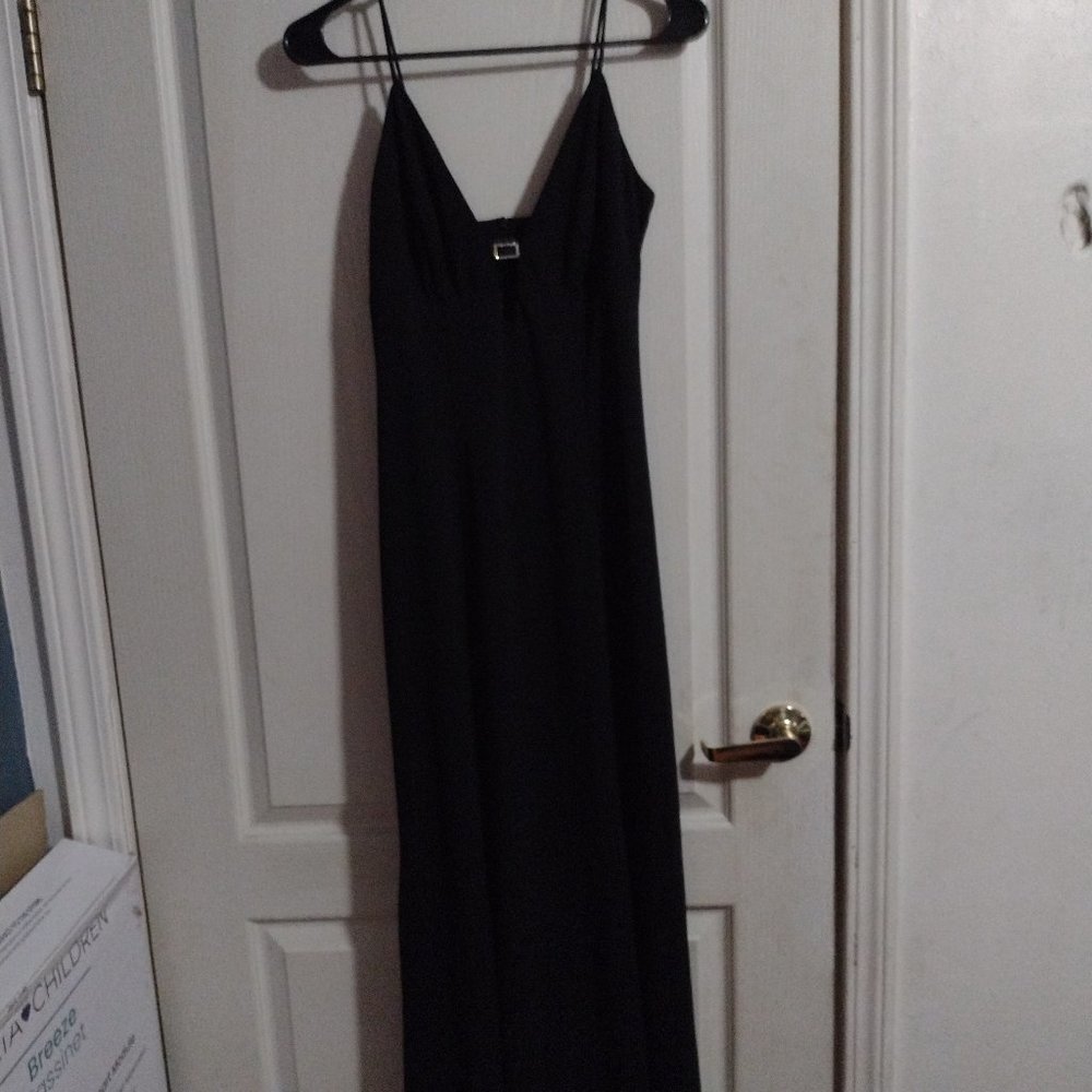 Floor length black dress